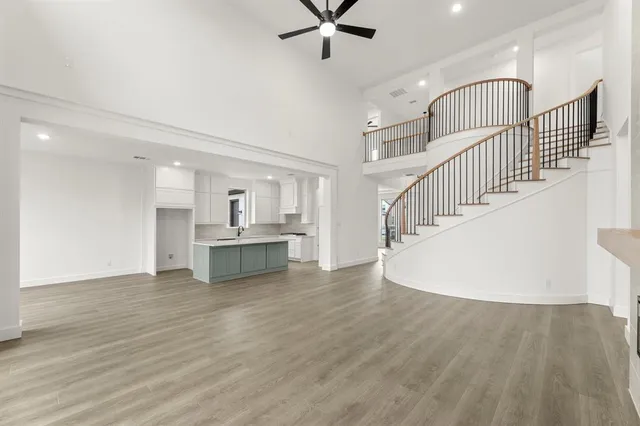 a kitchen with a stove and a microwave