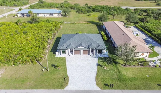 an aerial view of a house