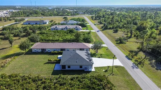 an aerial view of a house
