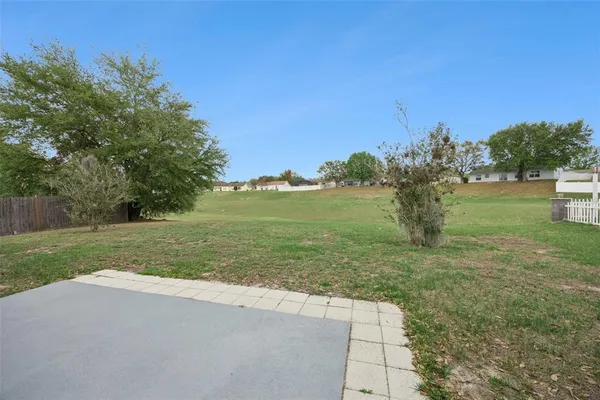 a view of a yard with an trees