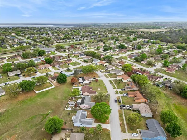 an aerial view of a house