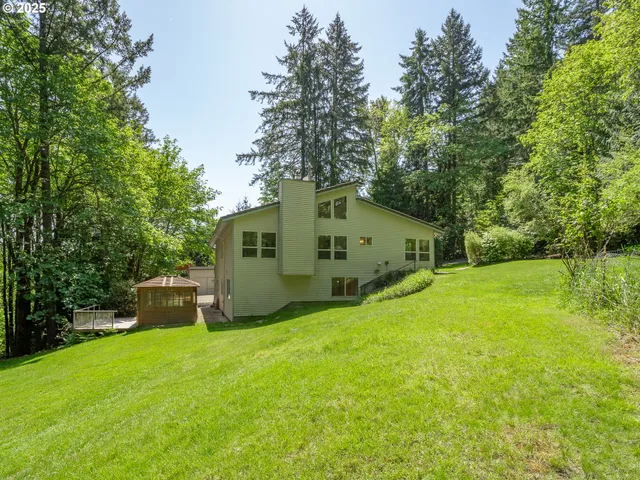 a view of a backyard with a garden