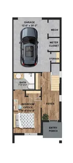 a picture of a bathroom with mirror