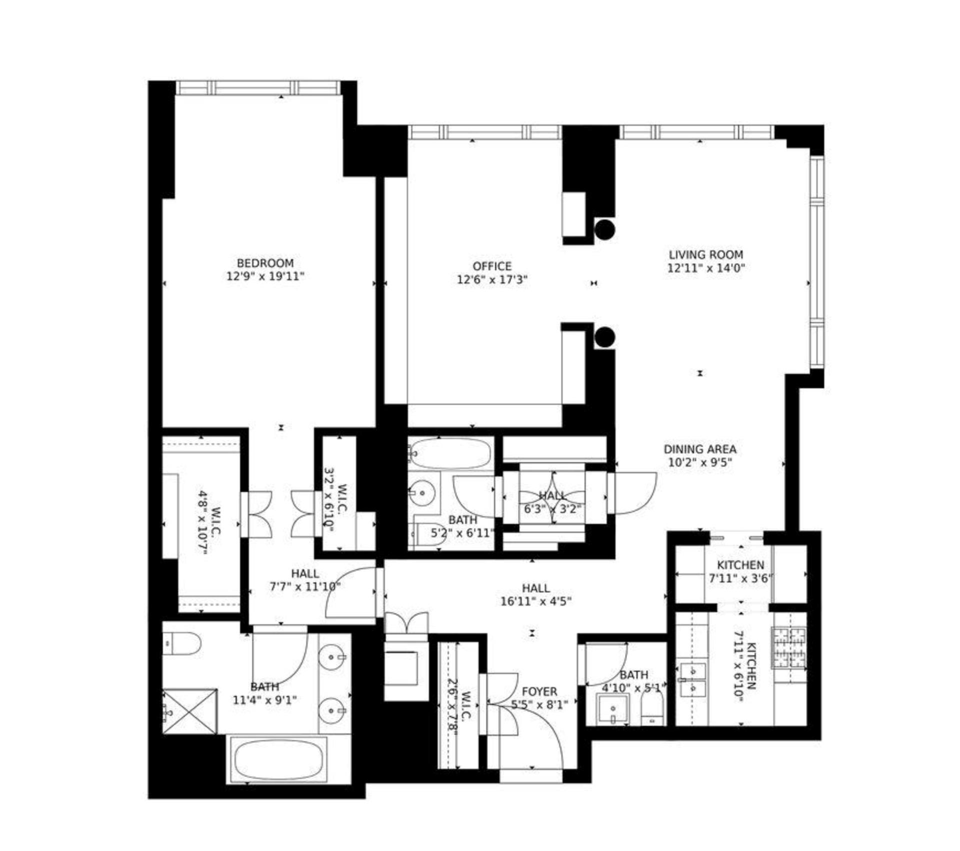 1 Central Park West, Unit 40CD Manhattan, NY 10023 - Photo 14 of 15 a picture of floor plan