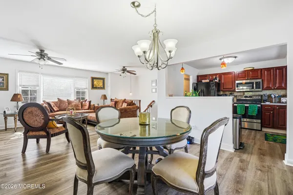 a view of a dining room