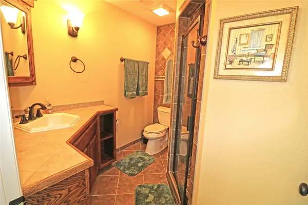 a bathroom with a toilet a sink and mirror