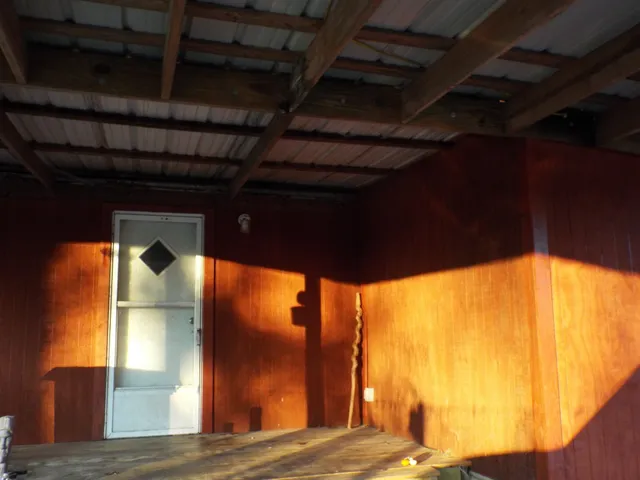 a view of backyard with wooden floor