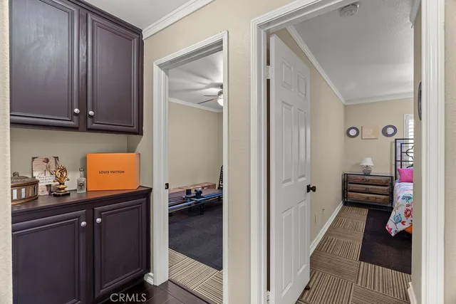 a workspace with furniture and a window