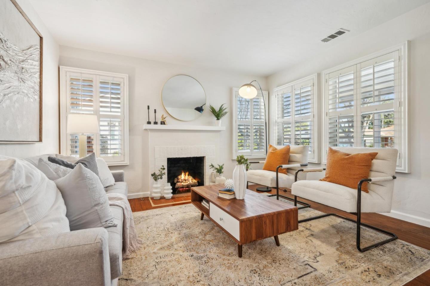 1035 Henderson Avenue Menlo Park, CA 94025 - Photo 25 of 38 a living room with furniture and a fireplace