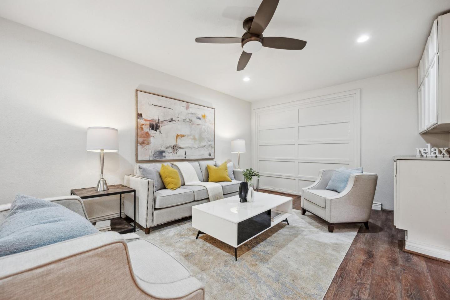 1035 Henderson Avenue Menlo Park, CA 94025 - Photo 30 of 38 a living room with furniture and a ceiling fan
