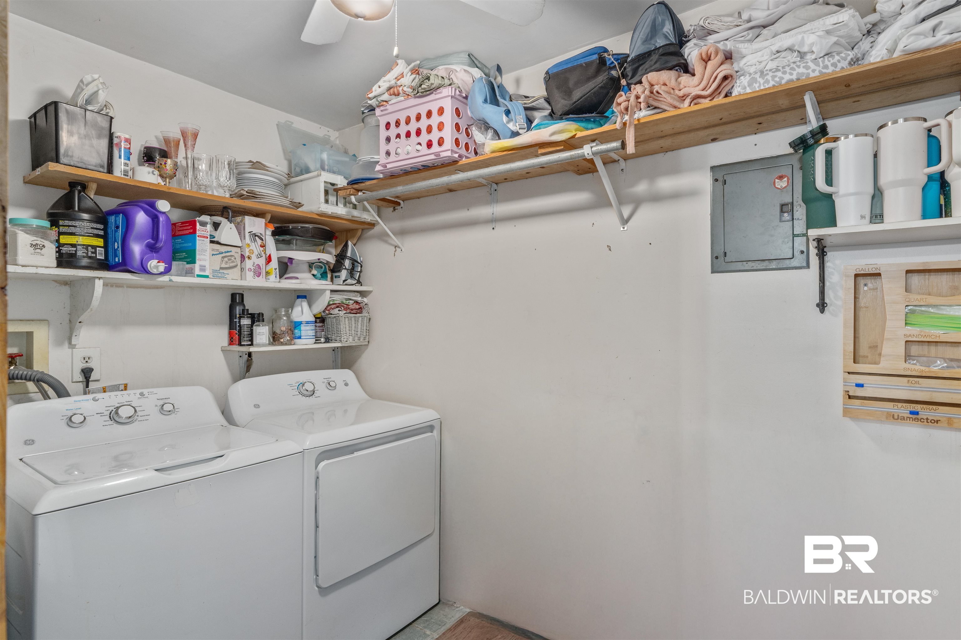 922 Dauphine Circle Daphne, AL 36526 - Photo 11 of 29 Washroom featuring washer and clothes dryer, electric panel, and a ceiling fan