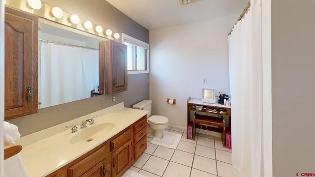 a bathroom with a sink a toilet and mirror