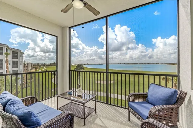 a balcony with furniture