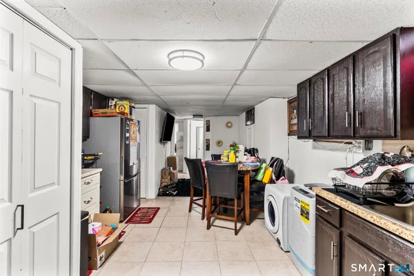 a kitchen with a stove and a microwave