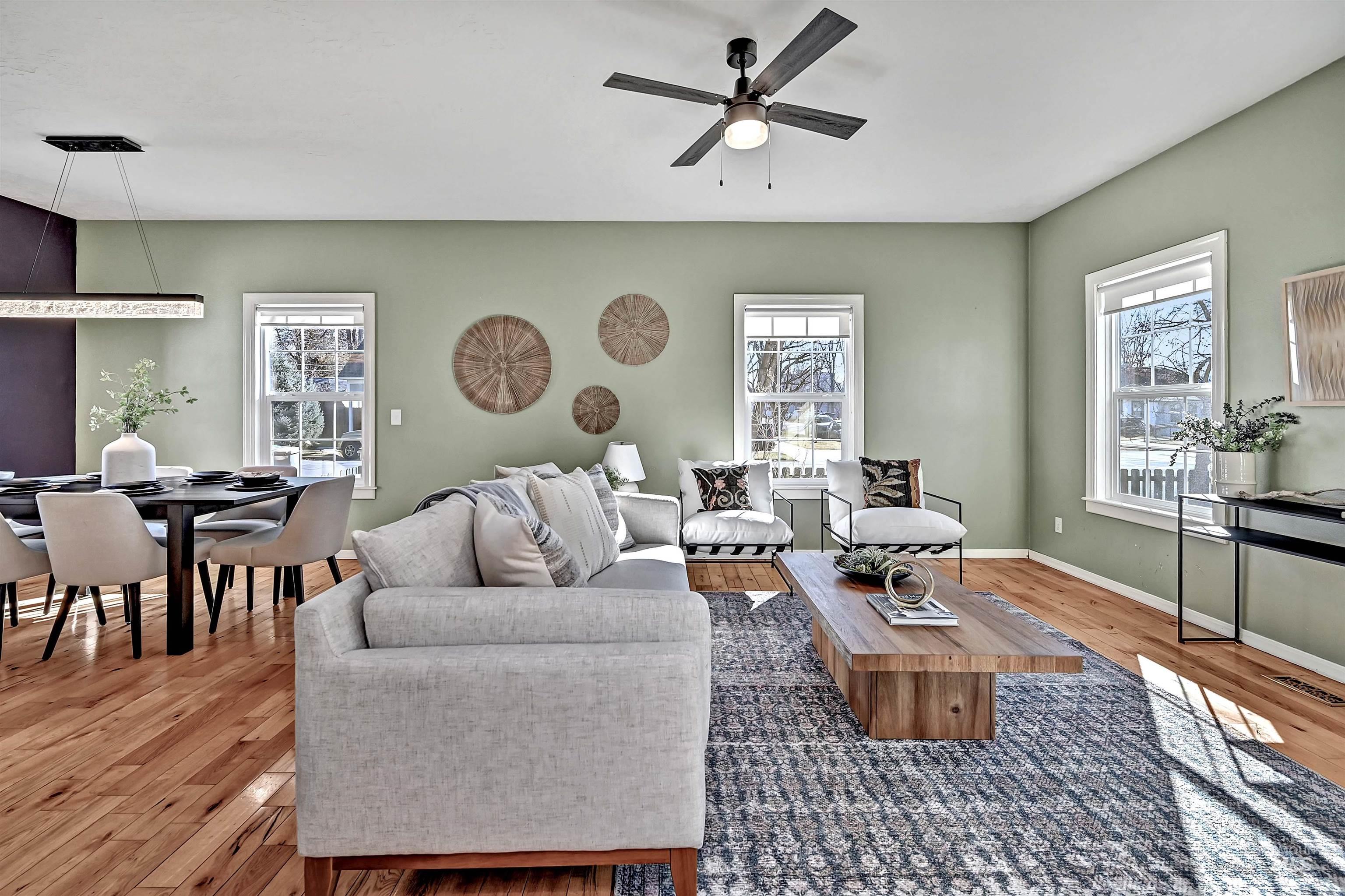 1902 West Washington Street Boise, ID 83702 - Photo 4 of 43 Living area featuring light wood-style floors and ceiling fan
