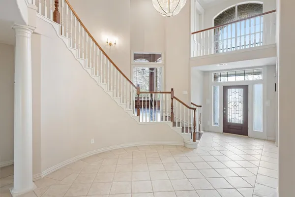 a view of an entryway with staircase