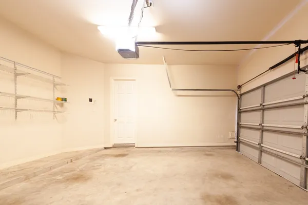 a view of a room with racks on the wall