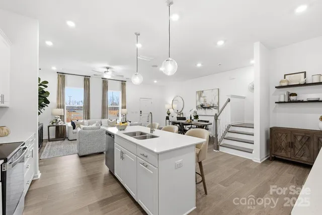 a kitchen with a cabinets and appliances