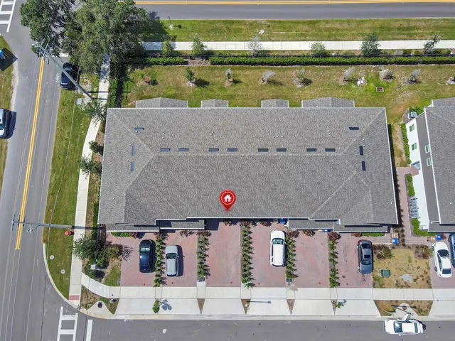 an aerial view of multiple houses