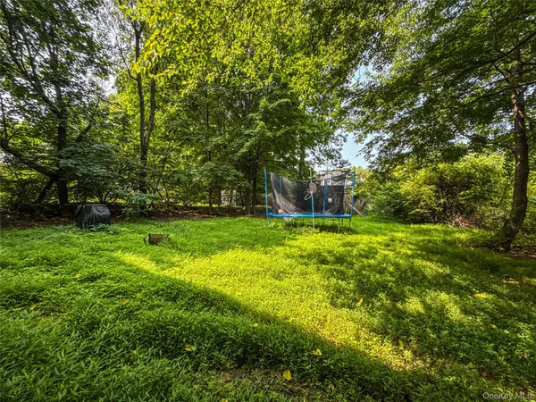 a green field with lots of trees