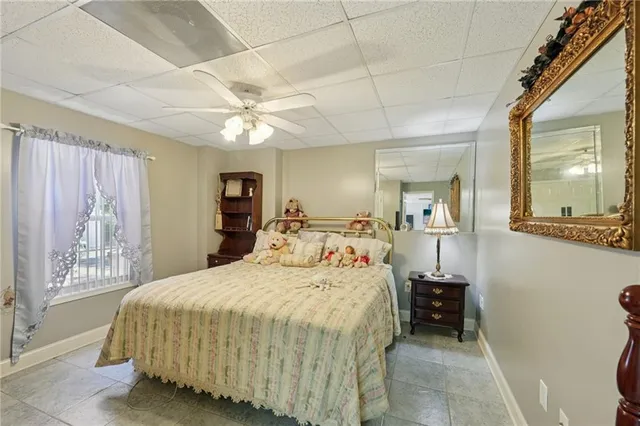 an aerial view of a house with a garden