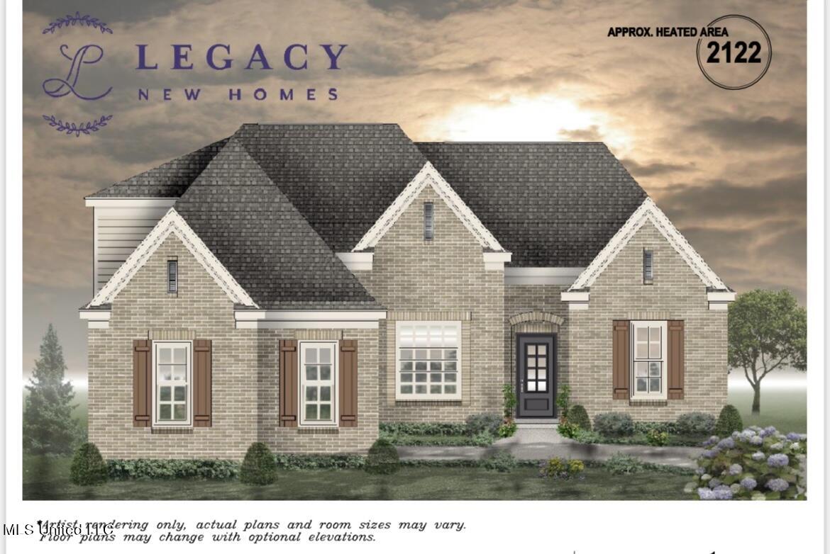 1815 Millers Cove Hernando, MS 38651 - Photo 2 of 4 Cambridge A Front Elevation Rendering