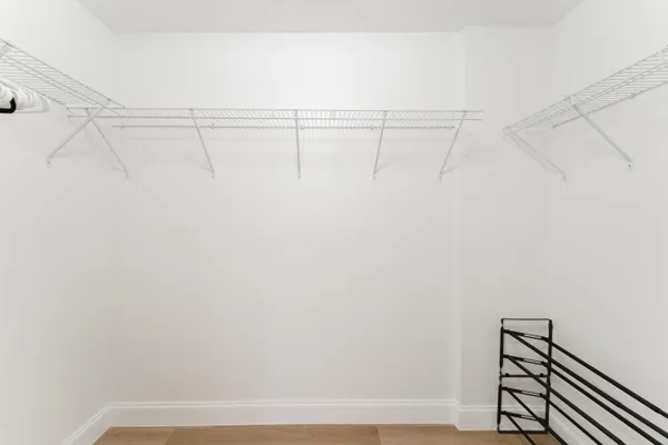a view of small space with racks on the wall