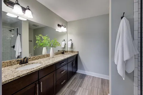 a bathroom with a shower