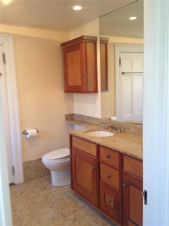 104 Crofton Road Newton, MA 02468 - Photo 26 of 30 a bathroom with a granite countertop sink toilet and mirror