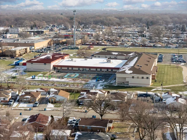 an aerial view of a city