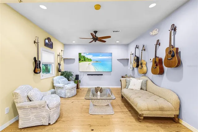 a living room with furniture