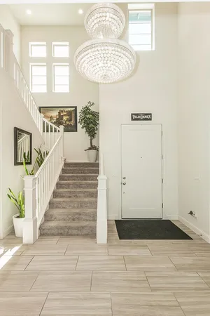 a view of a livingroom with wooden floor