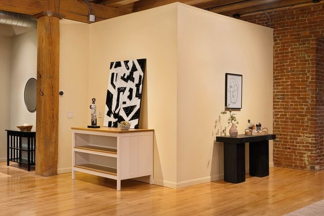 a view of a elevator and a mirror