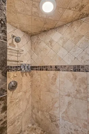 a close view of a shower in a bathroom