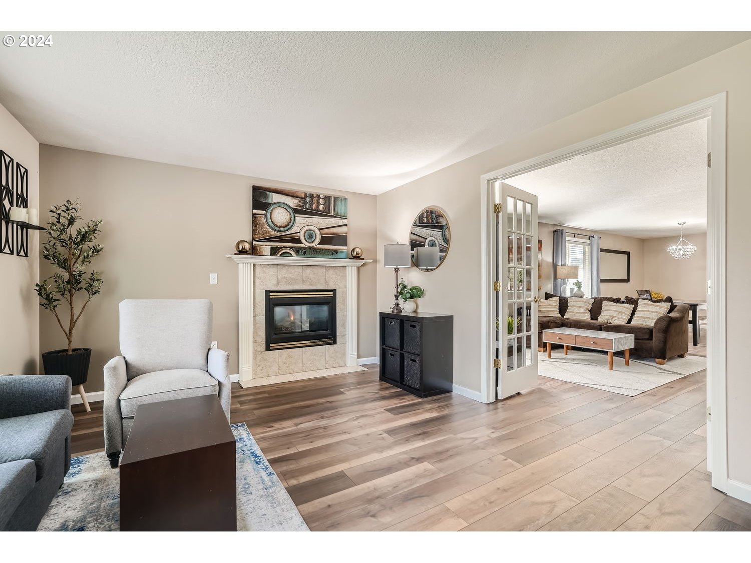 19504 Southeast 41st Circle Camas, WA 98607 - Photo 4 of 27 a living room with furniture a fireplace and a potted plant