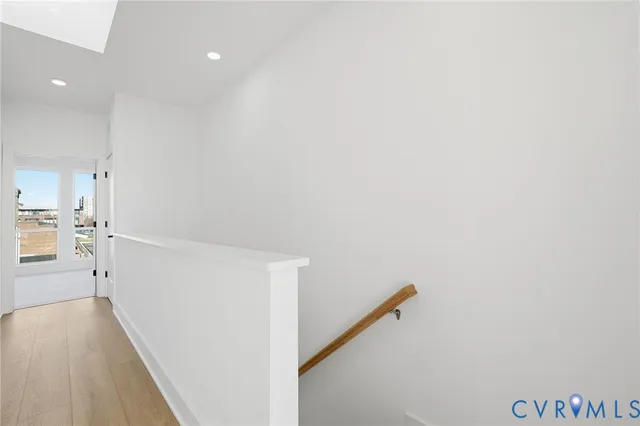 a view of a hallway with closet