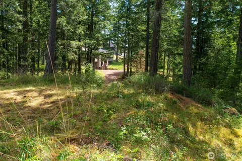 a backyard of a house with lots of green space