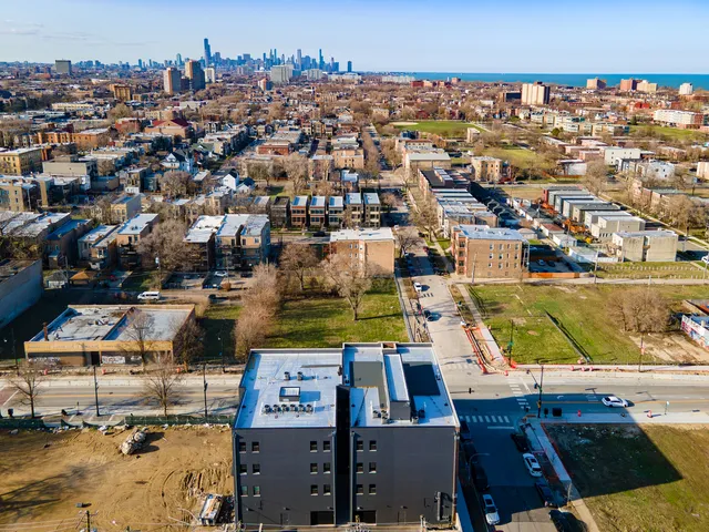 an aerial view of a city