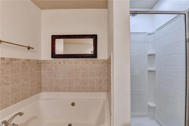 a bathroom with a bathtub