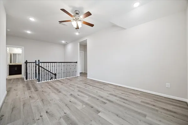 a view of a livingroom with a hardwood floor