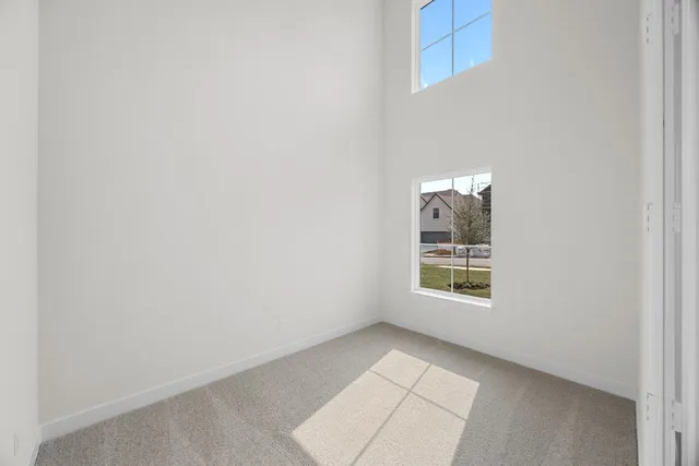 a view of a room that has a window in it