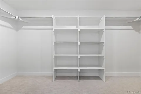 a view of an empty walk in closet