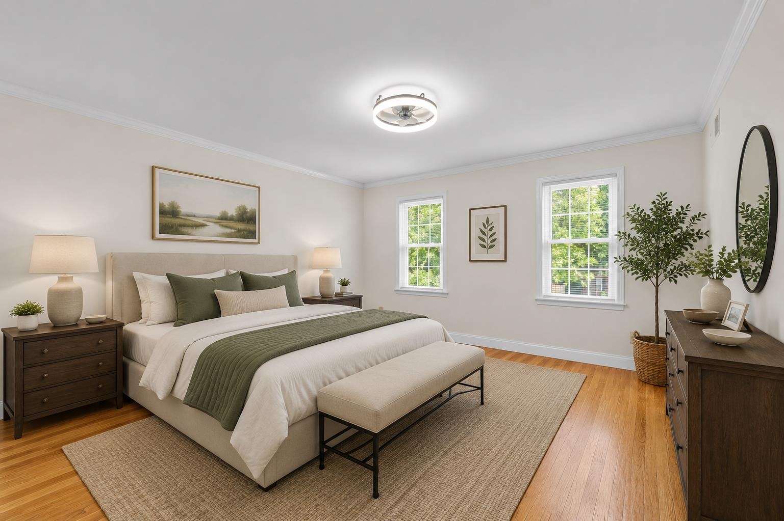 2218 Riverdale Road Germantown, TN 38138 - Photo 21 of 40 A peaceful second bedroom with large windows, hardwood flooring, and a comfortable layout designed for relaxation and everyday living. This photo has been virtually staged.
