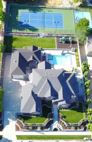 714 Draper Heights Way Draper, UT 84020 - Photo 83 of 88 Bird's eye view of property layout including pool and tennis/pickleball courts.