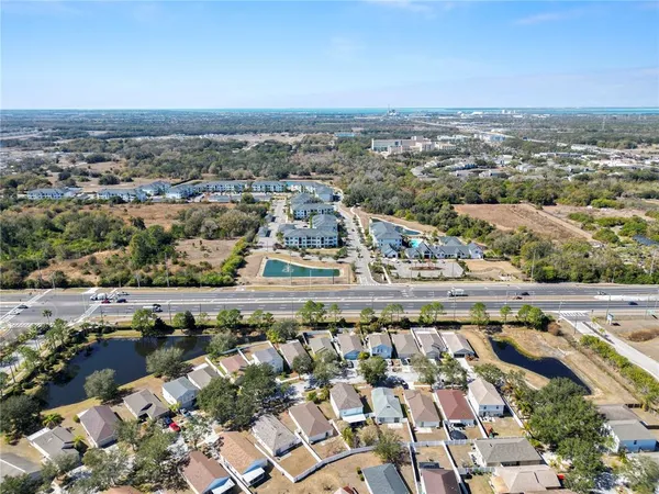 an aerial view of a city