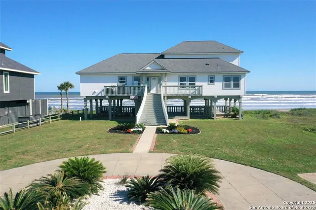 a view of a backyard with a slide