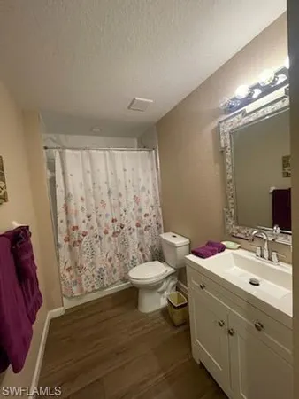 a bathroom with a sink vanity mirror and toilet
