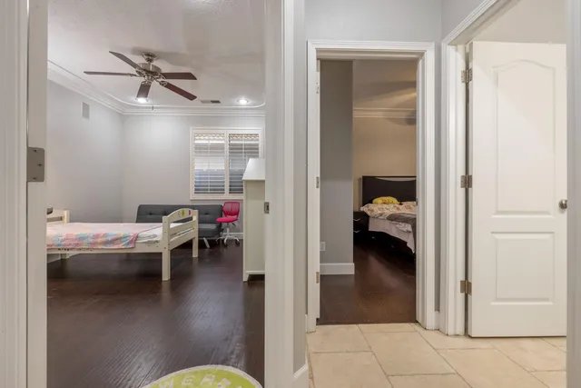 a aerial view of a house with garden