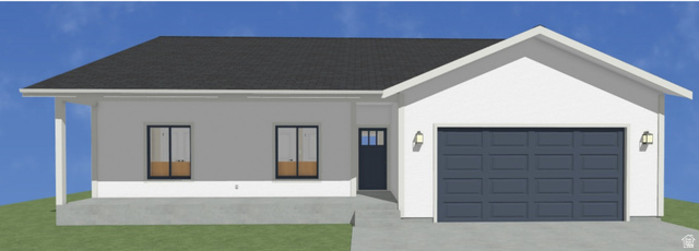 344 West 430th North Monroe, UT 84754 - Photo 1 of 1 View of front of house featuring an attached garage, roof with shingles, driveway, and a front yard