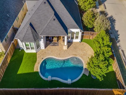 an aerial view of a house